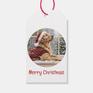 Merry Christmas Golden Retriever Santa Dog Gift Tags
