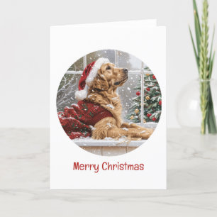 Merry Christmas Golden Retriever Santa Dog Holiday Card