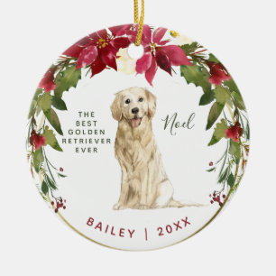 Merry Christmas Golden Retriever   Your Dogs Photo Ceramic Tree Decoration