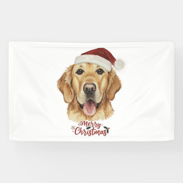 Merry Christmas Golden Retriver dog   Banner (Horizontal)