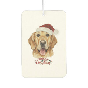 Merry Christmas Golden Retriver dog Car Air Freshener