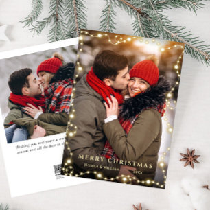 Merry Christmas Golden Sparkle 2 PHOTO Greeting Holiday Card