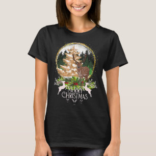 Merry Christmas Golden Tree Deer T-Shirt