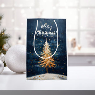 Merry Christmas Golden Tree Medium Gift Bag