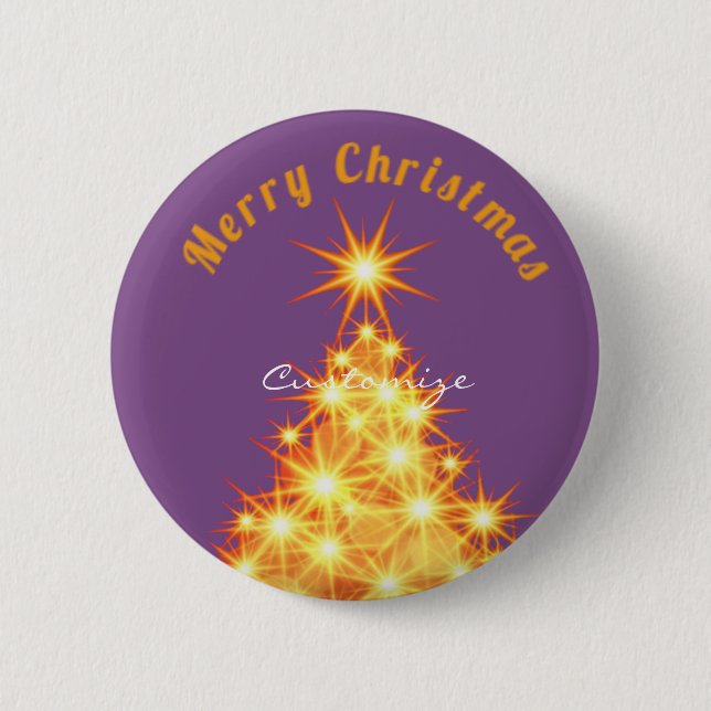 Merry Christmas Golden Tree Thunder_Cove 6 Cm Round Badge (Front)