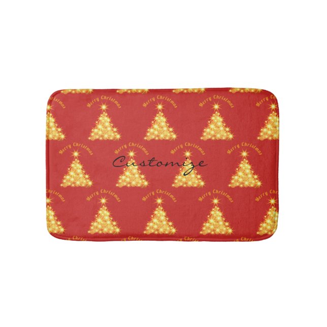 Merry Christmas Golden Tree Thunder_Cove Bath Mat (Front)