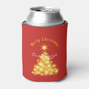 Merry Christmas Golden Tree Thunder_Cove Can Cooler