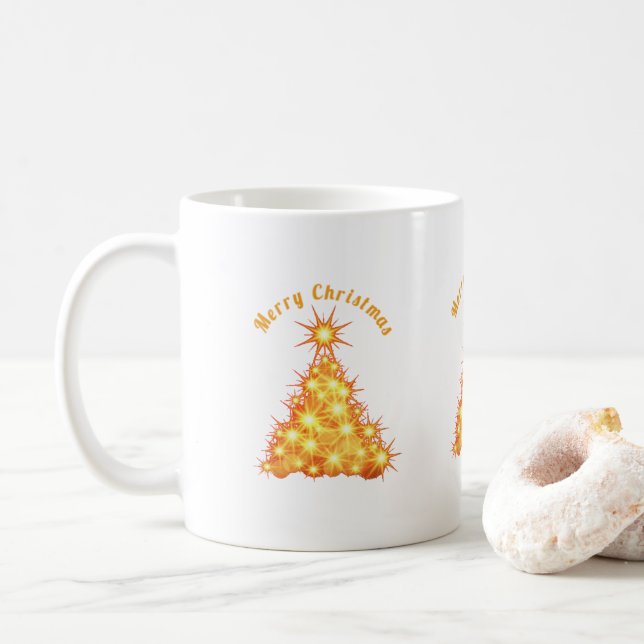 Merry Christmas Golden Tree Thunder_Cove Coffee Mug (With Donut)