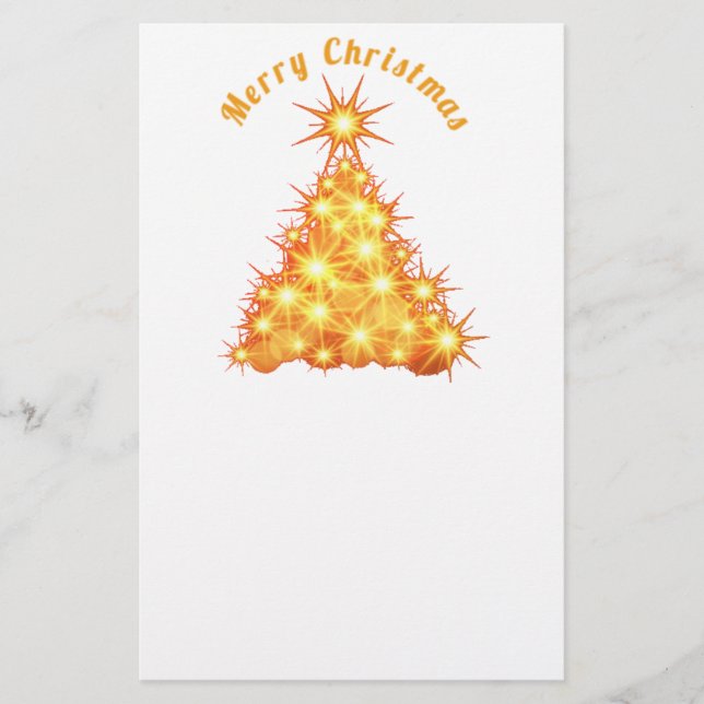 Merry Christmas Golden Tree Thunder_Cove Stationery (Front)