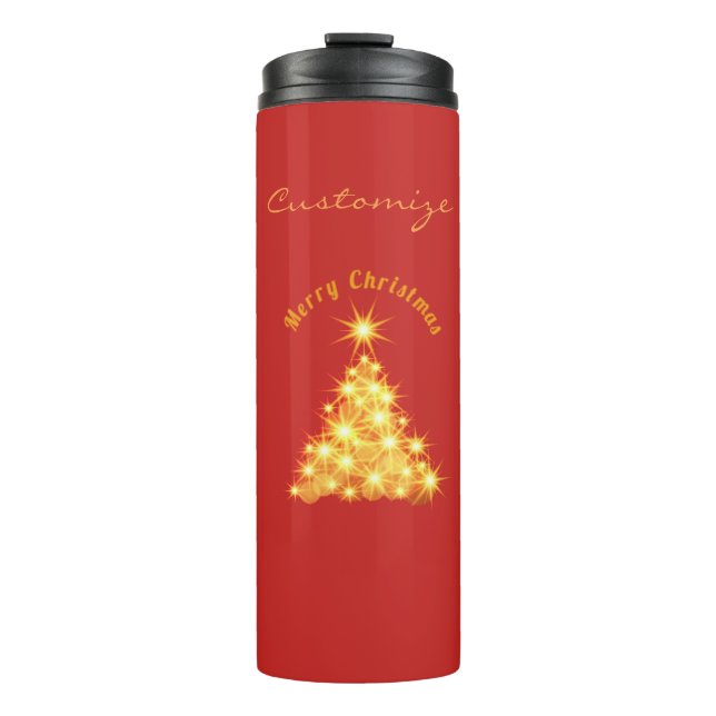 Merry Christmas Golden Tree Thunder_Cove Thermal Tumbler (Front)