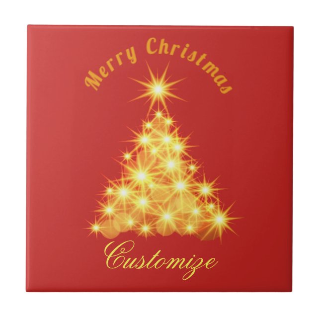 Merry Christmas Golden Tree Thunder_Cove Tile (Front)