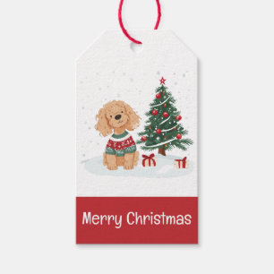 Merry Christmas Goldendoodle Dog Gift Tags