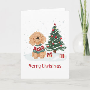Merry Christmas Goldendoodle Dog Holiday Card