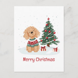 Merry Christmas Goldendoodle Dog Holiday Postcard