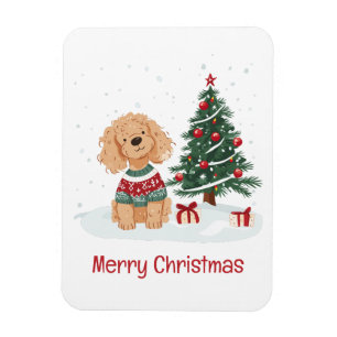 Merry Christmas Goldendoodle Dog Magnet