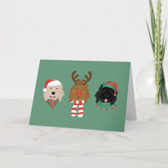Merry Christmas Goldendoodle Dogs Holiday Card (Front)