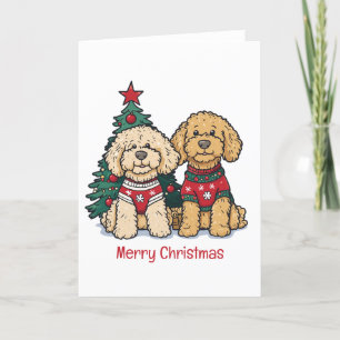Merry Christmas Goldendoodle Dogs Holiday Card