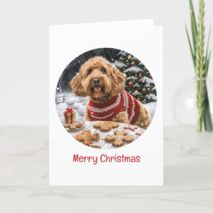 Merry Christmas Goldendoodle Dogs Holiday Card
