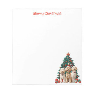 Merry Christmas Goldendoodle Dogs Notepad