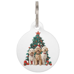 Merry Christmas Goldendoodle Dogs Pet Tag