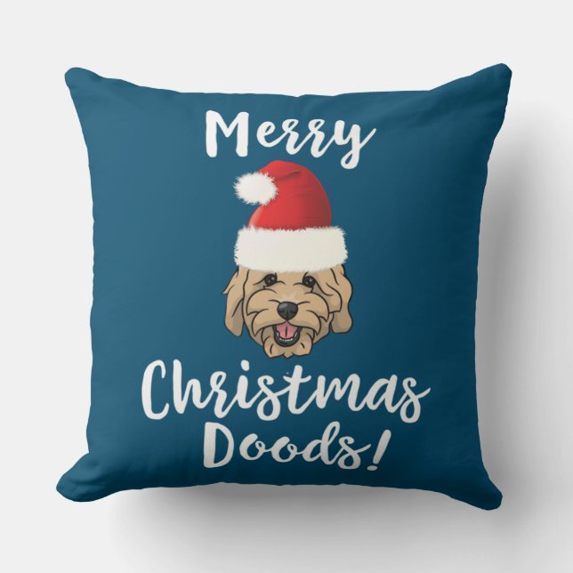 Merry Christmas Goldendoodle Funny Golden Doodle Cushion (Front)
