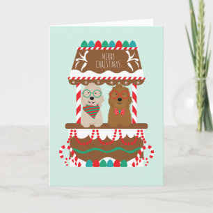 Merry Christmas Goldendoodles Holiday Stand Dogs Card
