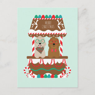 Merry Christmas Goldendoodles Holiday Stand Dogs Postcard