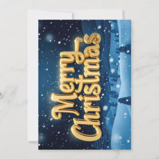"Merry Christmas" goldene Schrift im Schnee Invitation