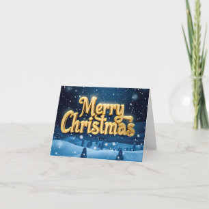"Merry Christmas" goldene Schrift mit Schnee Holiday Card