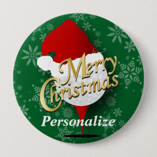 Merry Christmas Golf Ball 10 Cm Round Badge