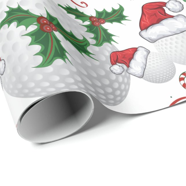 Merry Christmas Golf Ball   Santa Wrapping Paper (Roll Corner)