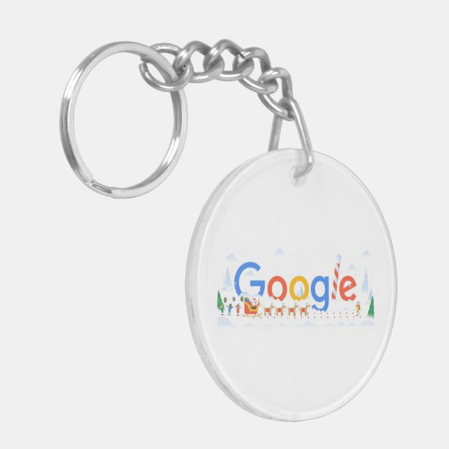 Merry Christmas Google Acrylic Keychain (Front Left)