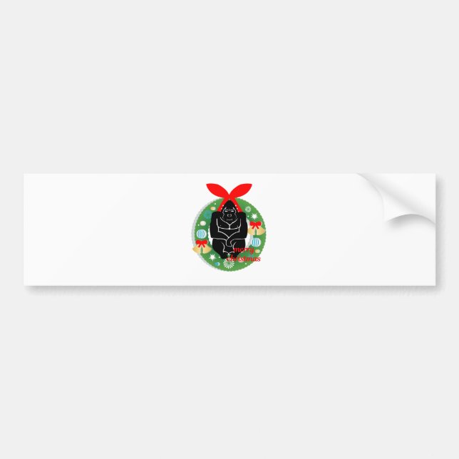 merry christmas gorilla bumper sticker (Front)