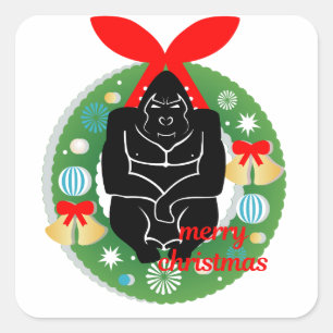 merry christmas gorilla square sticker