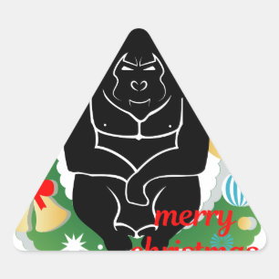 merry christmas gorilla triangle sticker