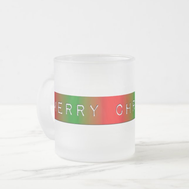 Merry Christmas Gradient Frosted Glass Coffee Mug (Front Left)