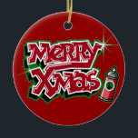 Merry Christmas Graffiti Ornament<br><div class="desc">Cool 2-sided Merry Xmas ornament with a graffiti design. 

 Celebrate Christmas with fun Christmas t-shirts & gifts!</div>