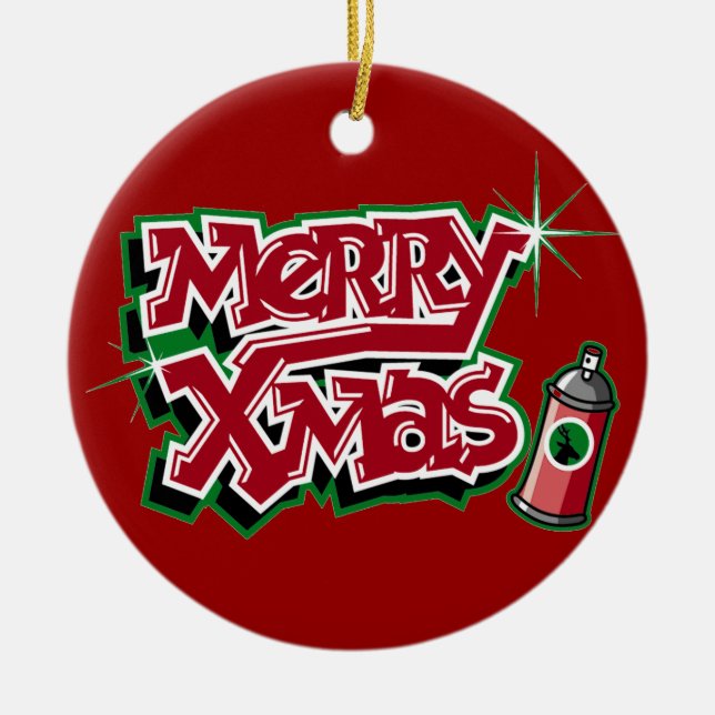 Merry Christmas Graffiti Ornament (Front)