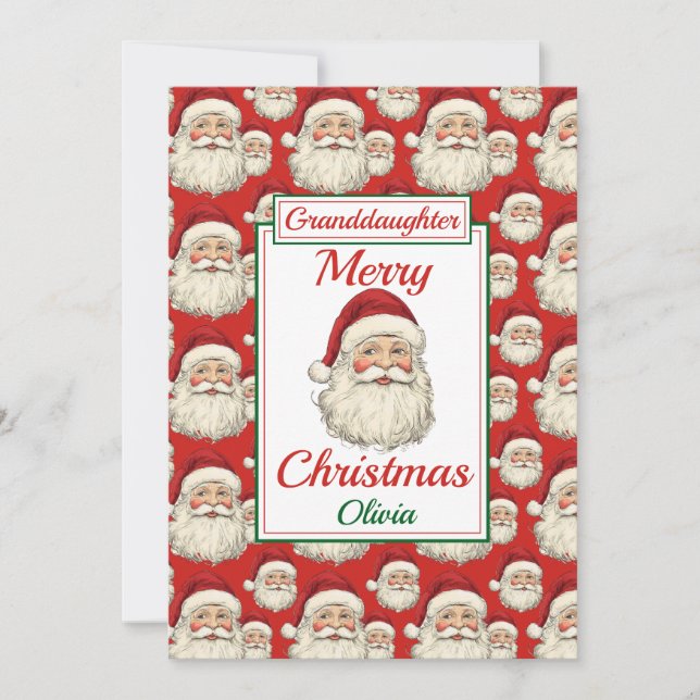 Merry Christmas Granddaughter Santa Flat Holiday Card (Front)