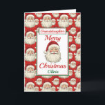 Merry Christmas Granddaughter Santa  Holiday Card<br><div class="desc">A lovely granddaughter Christmas card.  Design pattern features santa claus smiling face and a red background.  All text can be amended as needed to customise - change daughter,  niece or sister,  then personalise with a name and inside message.</div>