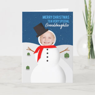 Merry Christmas Granddaughter Snowman Holiday Card