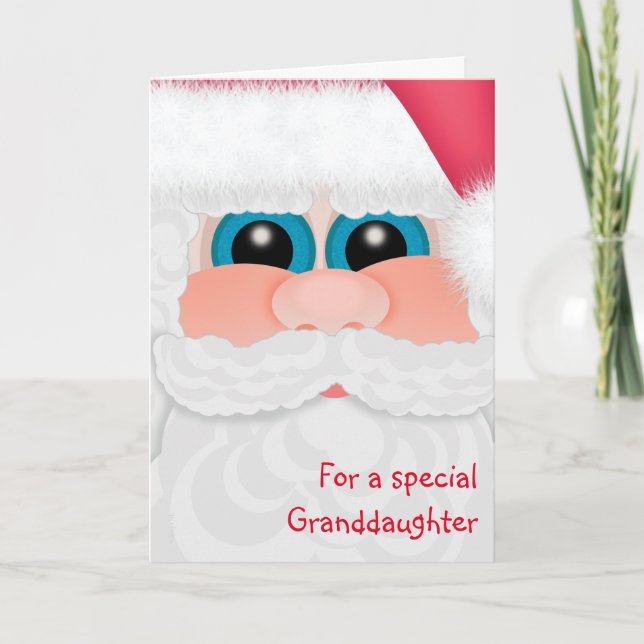 Merry Christmas Granddaughter Sweet Santa Holiday Card (Front)