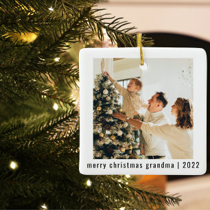 Merry Christmas Grandma 2022 Two Photos Ceramic Ornament