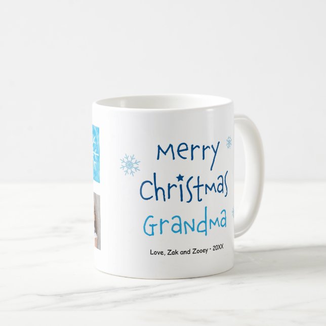 Merry Christmas Grandma 2 Photo Custom Mug (Front Right)