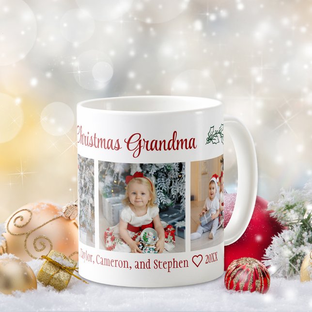 Merry Christmas Grandma 4 Photo Collage Coffee Mug (Creator Uploaded)