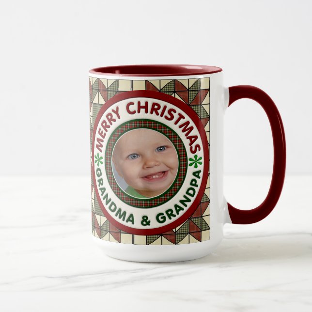 Merry Christmas Grandma and Grandpa Holiday Photo Mug (Right)