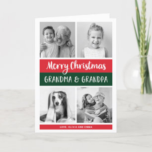 Merry Christmas Grandma and Grandpa    Photo Grid Holiday Card
