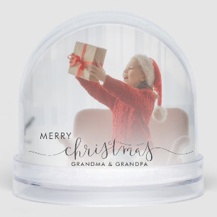 Merry Christmas Grandma and Grandpa Photos Custom Snowglobe
