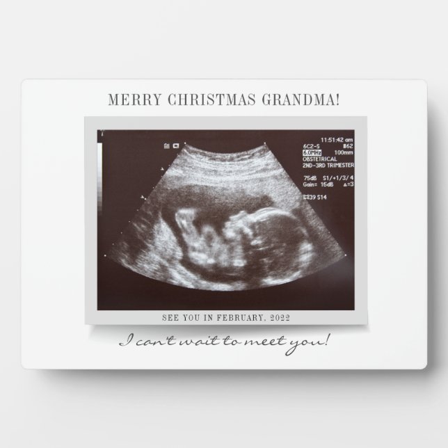 Merry Christmas Grandma Baby Reveal Scan Plaque (Front)