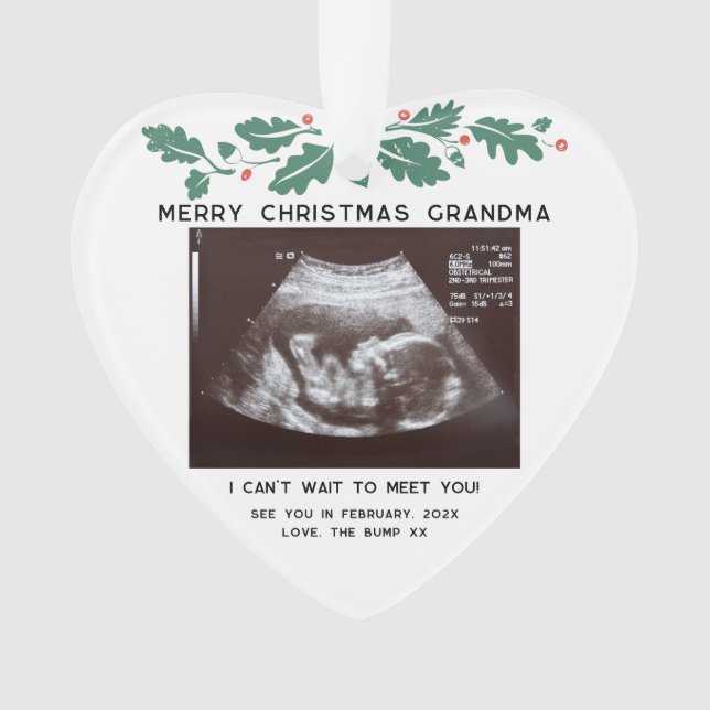 Merry Christmas Grandma Baby Scan Keepsake Ornament (Front)